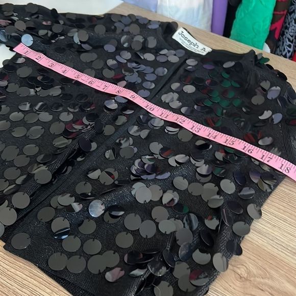 Vintage Joseph A open front sweater cardigan black paillettes size medium - Picture 6 of 8